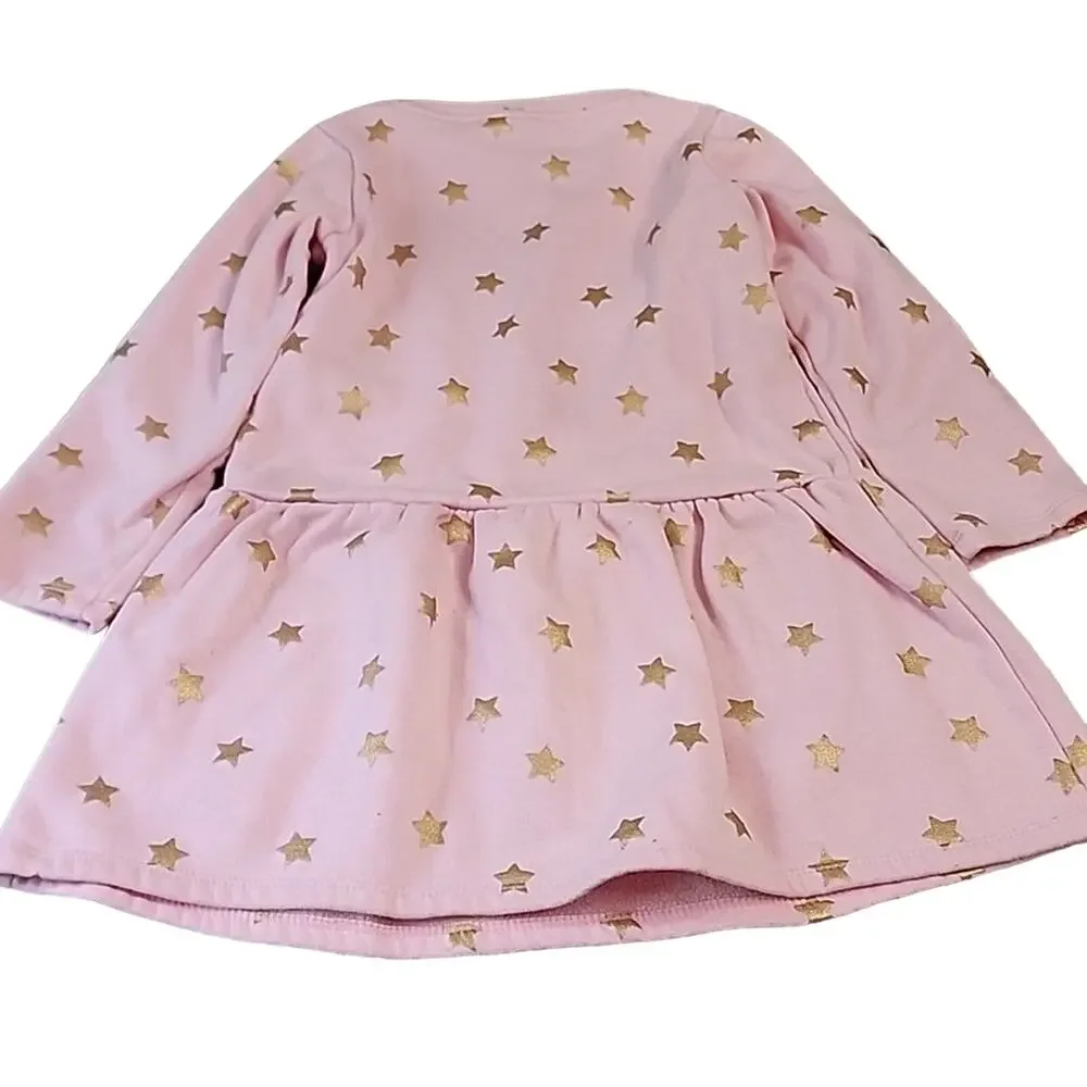 Gymboreee Pink Sweater Dress with Gold Stars